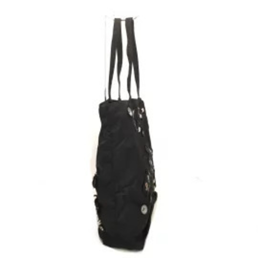 Prada Tote Bag Studs Bear Beads Heart Black Red Multi Metal